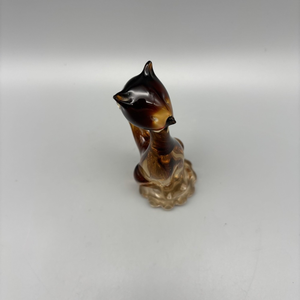 Vintage‎ Amber Art Glass Cat Sculpture Figurine 5.5" Tall - Picture 6 of 10